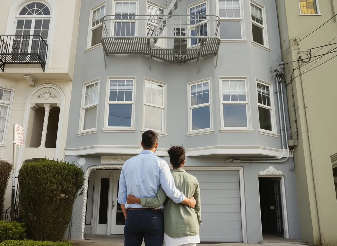 2 co-owners in front of a home in San Francisco