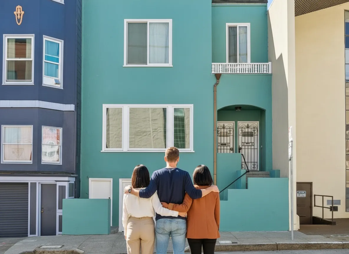 3 co-owners in front of a home in San Francisco